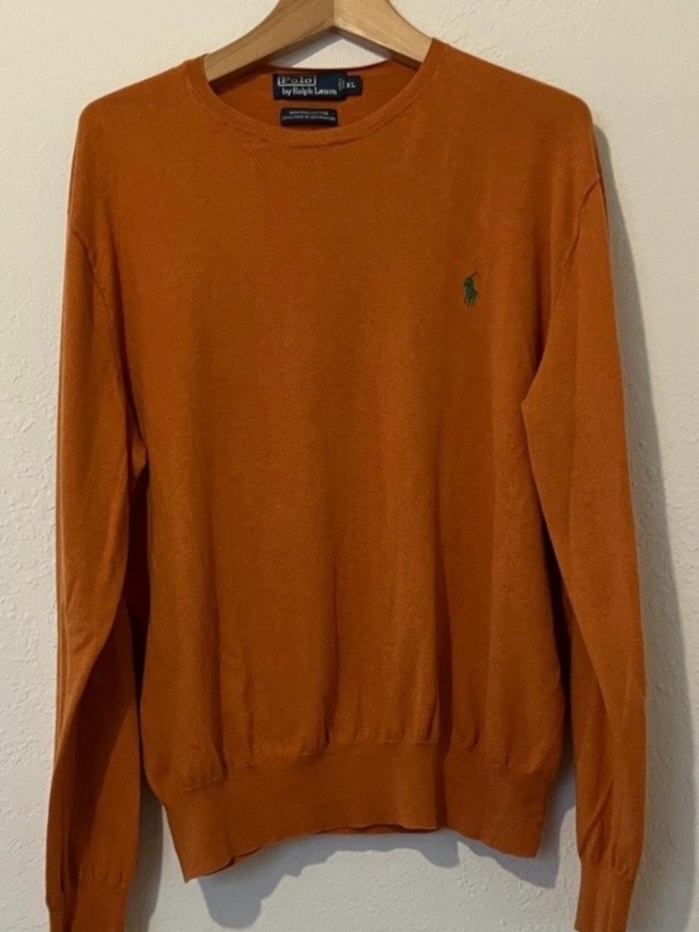 Polo by Ralph Lauren Men’s Rust colored Crewneck Cotton. Sweater. Sz XL